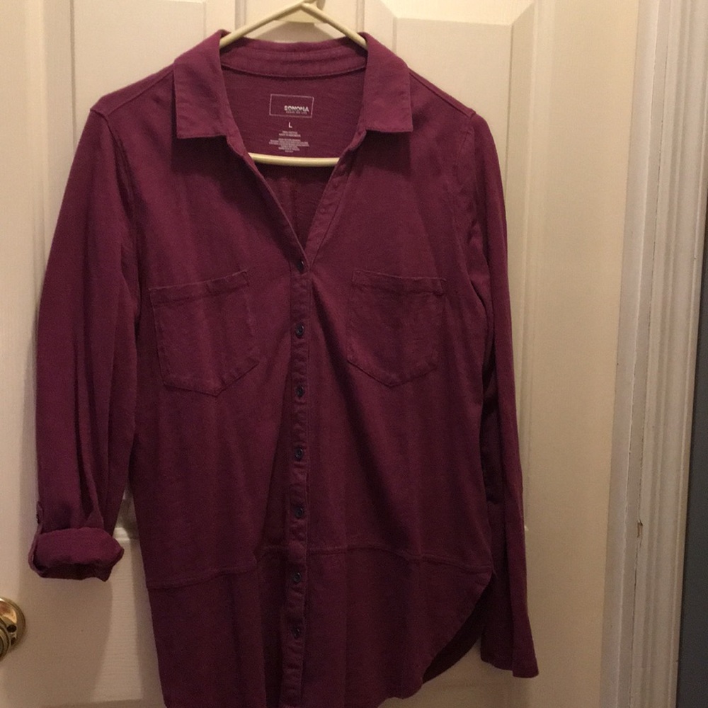 Long sleeve button up top